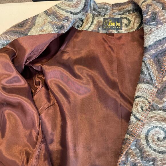 David Paul New York Vintage 80s Brown Aztec Ethnic Soft Flannel Retro Blazer M - Picture 10 of 13